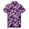 Lilac Eggplant Pattern Print Men's Short Sleeve Shirt