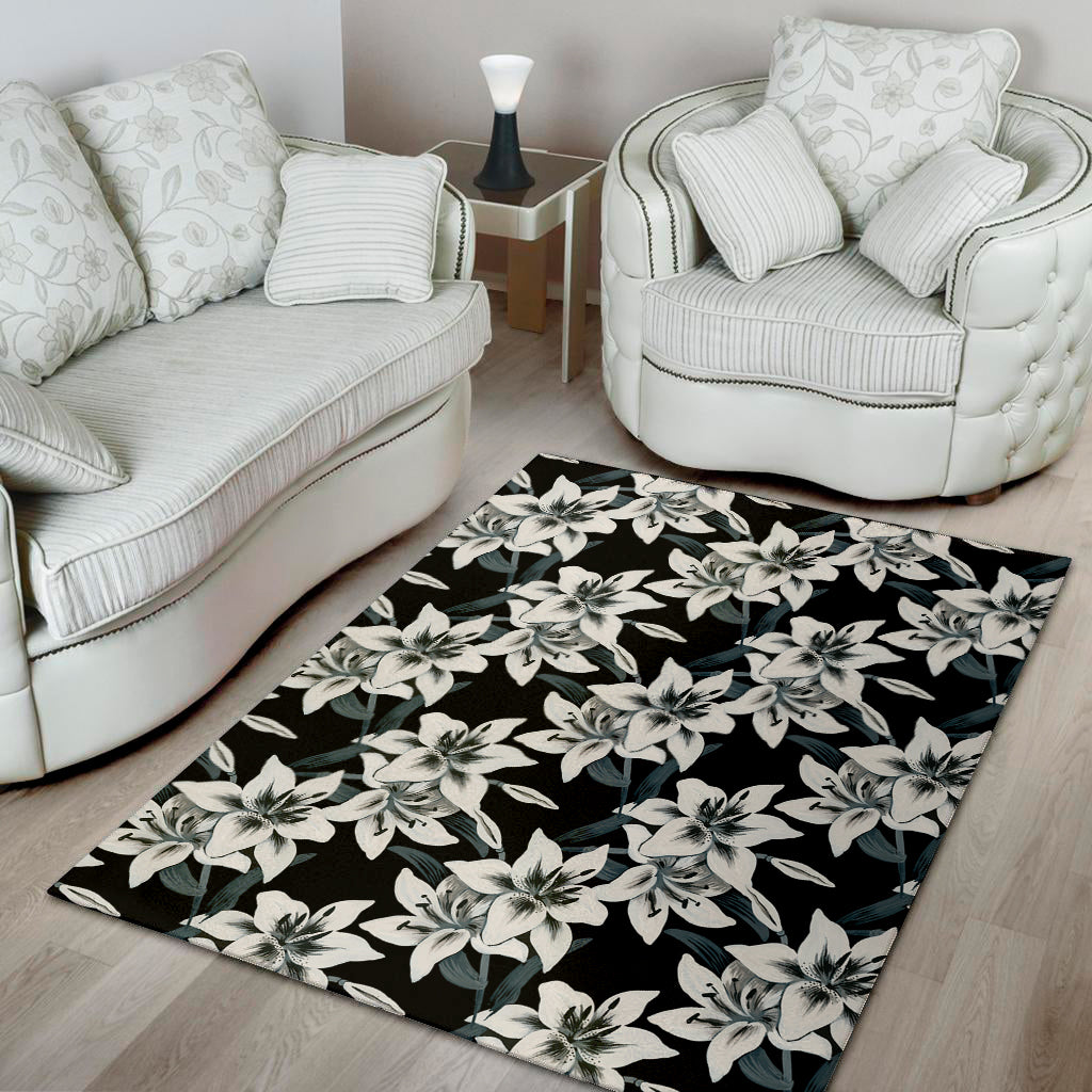 Lily Floral Pattern Print Area Rug