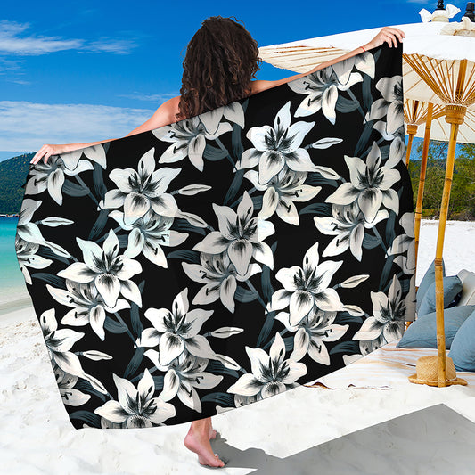 Lily Floral Pattern Print Beach Sarong Wrap