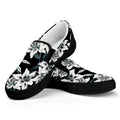 Lily Floral Pattern Print Black Slip On Sneakers