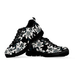 Lily Floral Pattern Print Black Sneakers