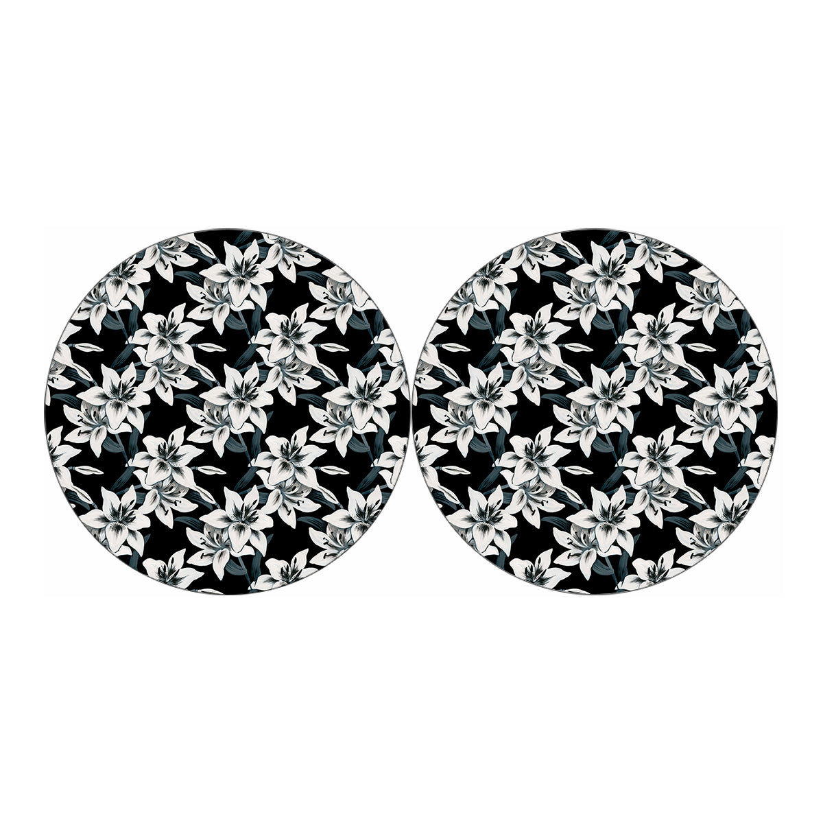 Lily Floral Pattern Print Car Coasters