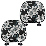 Lily Floral Pattern Print Car Headrest Covers