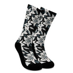 Lily Floral Pattern Print Crew Socks