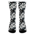 Lily Floral Pattern Print Crew Socks
