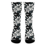Lily Floral Pattern Print Crew Socks