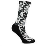 Lily Floral Pattern Print Crew Socks