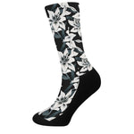 Lily Floral Pattern Print Crew Socks