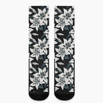 Lily Floral Pattern Print Crew Socks