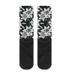 Lily Floral Pattern Print Crew Socks