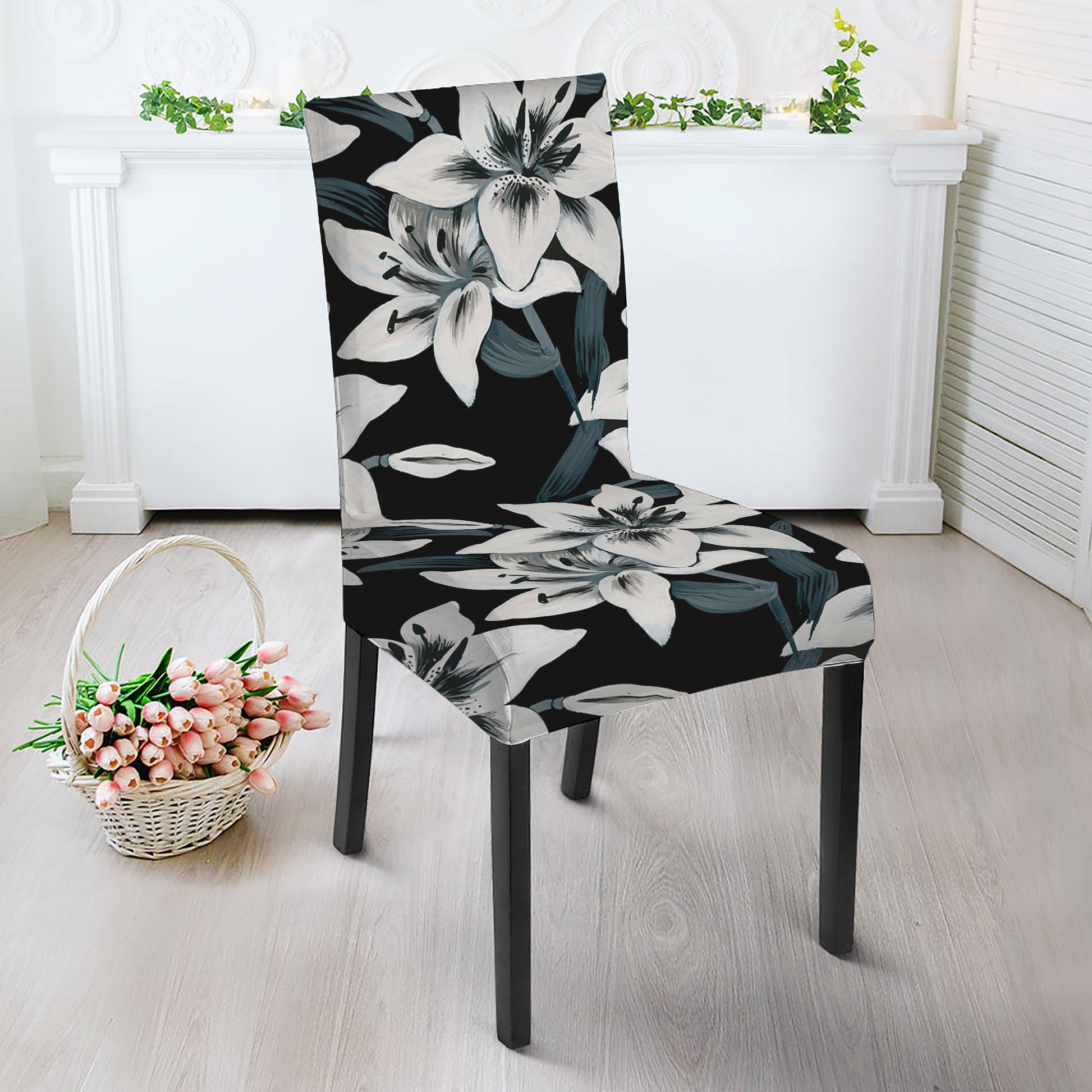 Lily Floral Pattern Print Dining Chair Slipcover