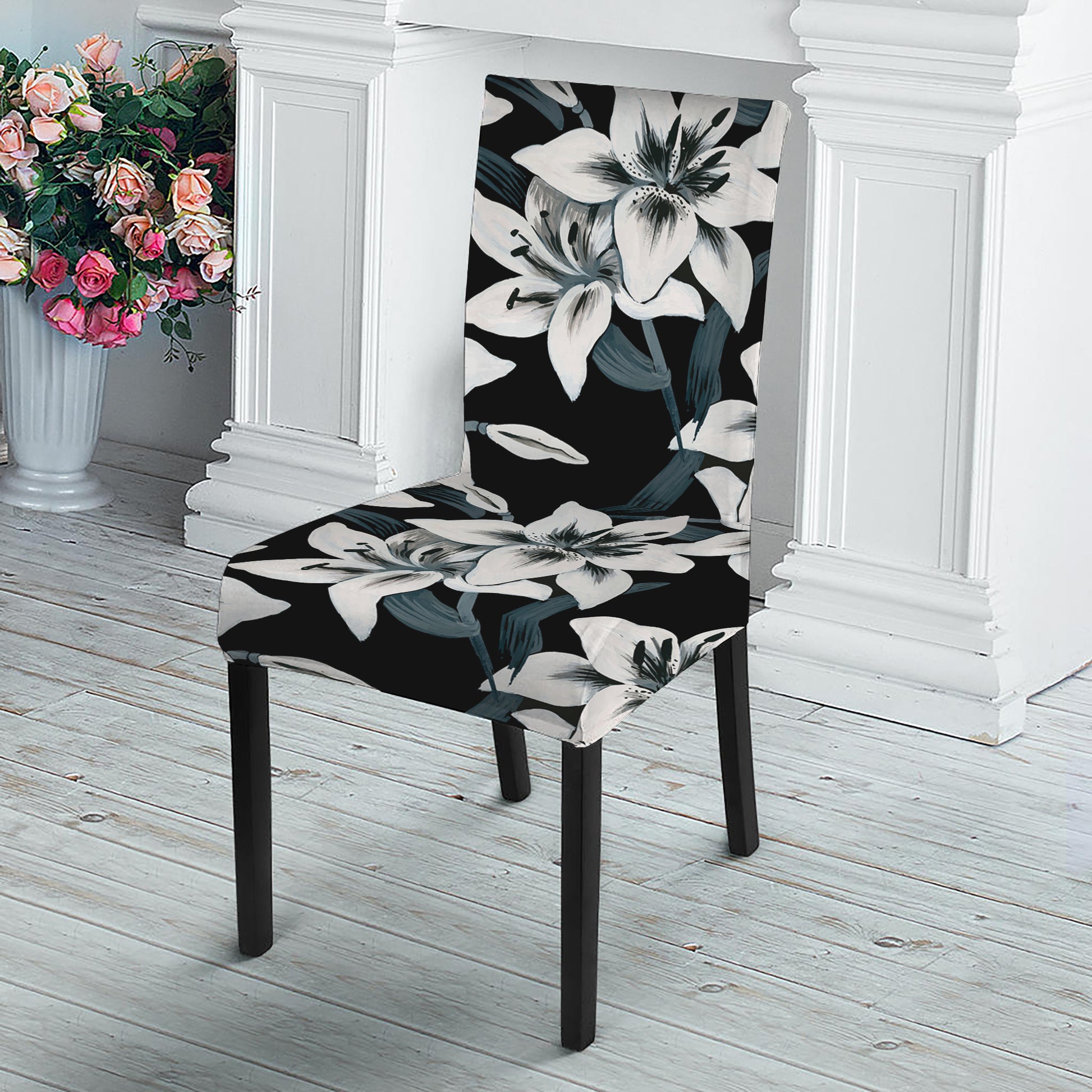 Lily Floral Pattern Print Dining Chair Slipcover