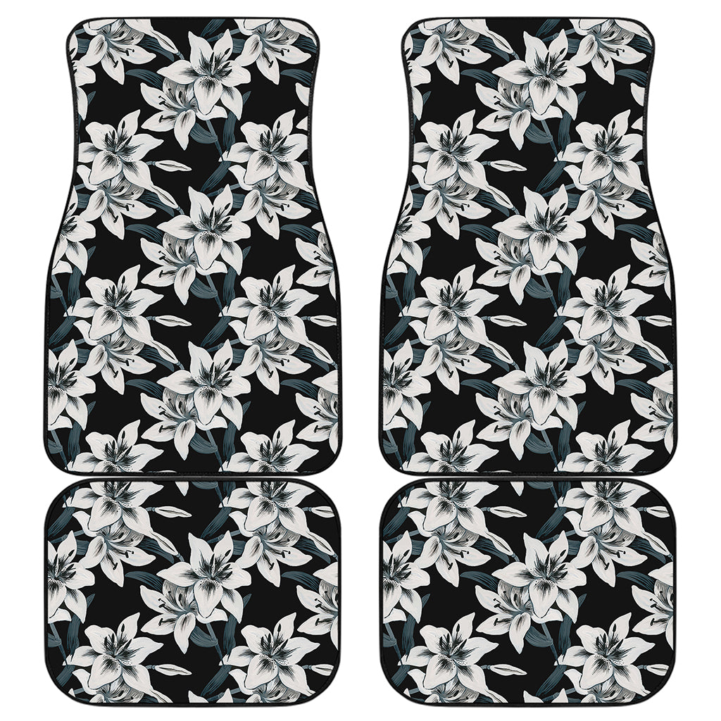 Lily Floral Pattern Print Front and Back Car Floor Mats