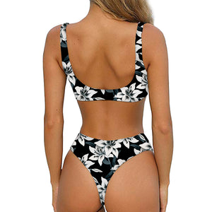 Lily Floral Pattern Print Front Bow Tie Bikini