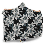 Lily Floral Pattern Print Hooded Blanket