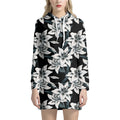 Lily Floral Pattern Print Pullover Hoodie Dress