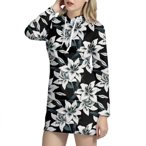 Lily Floral Pattern Print Hoodie Dress