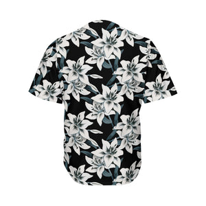 Lily Floral Pattern Print Men's Baseball Jersey