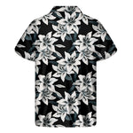 Lily Floral Pattern Print Men's Short Sleeve Shirt