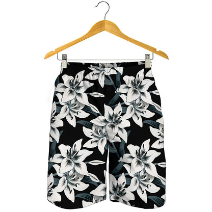 Lily Floral Pattern Print Men's Shorts