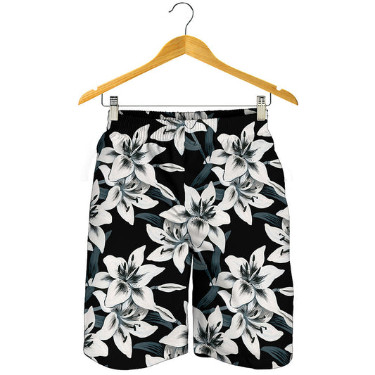 Lily Floral Pattern Print Men's Shorts