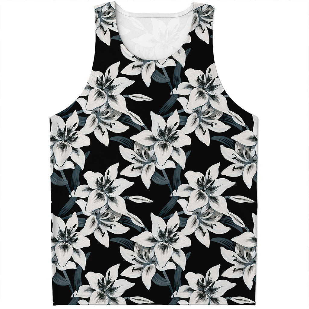 Lily Floral Pattern Print Men's Tank Top