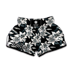 Lily Floral Pattern Print Muay Thai Boxing Shorts