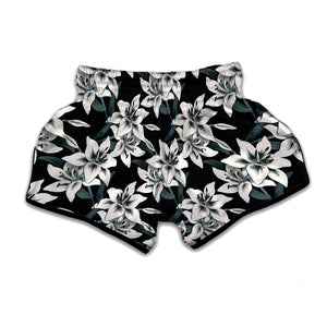 Lily Floral Pattern Print Muay Thai Boxing Shorts