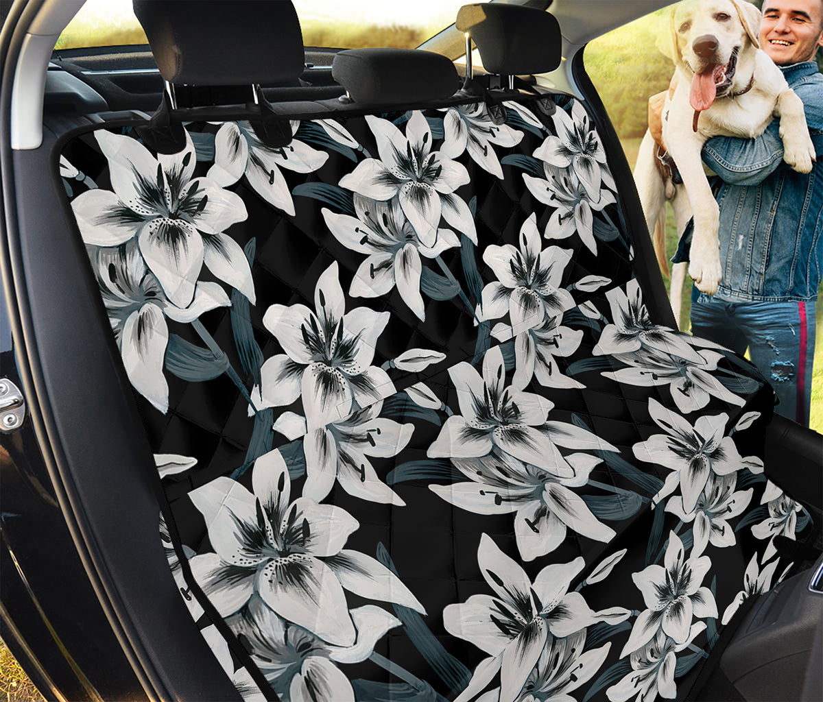 Lily Floral Pattern Print Pet Car Back Seat Cover