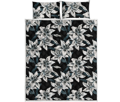 Lily Floral Pattern Print Quilt Bed Set