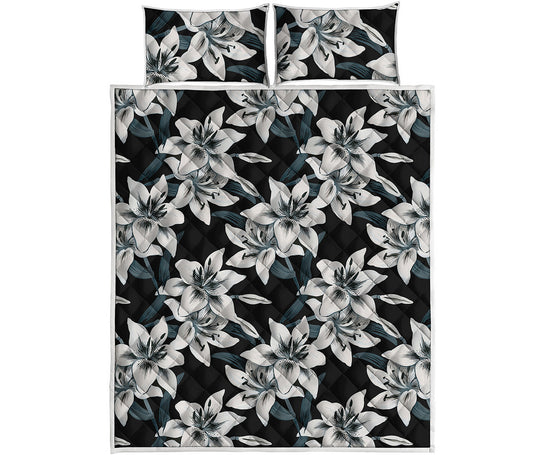 Lily Floral Pattern Print Quilt Bed Set