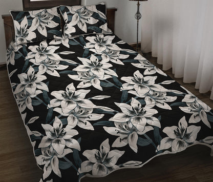 Lily Floral Pattern Print Quilt Bed Set