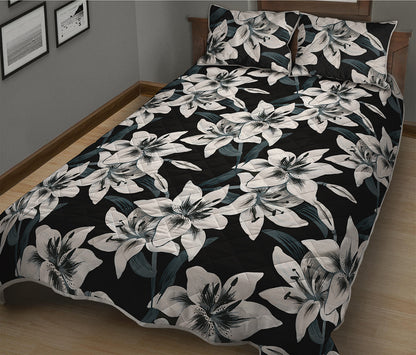 Lily Floral Pattern Print Quilt Bed Set