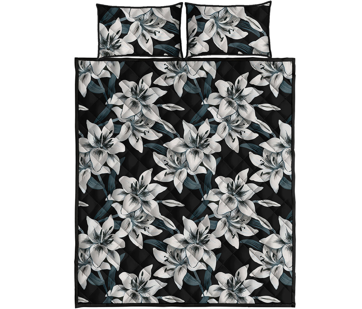 Lily Floral Pattern Print Quilt Bed Set
