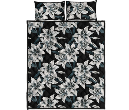 Lily Floral Pattern Print Quilt Bed Set