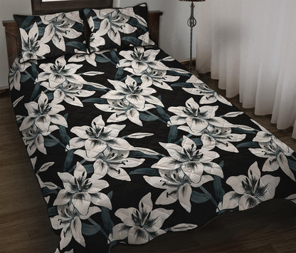 Lily Floral Pattern Print Quilt Bed Set
