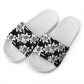 Lily Floral Pattern Print White Slide Sandals