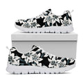 Lily Floral Pattern Print White Running Shoes