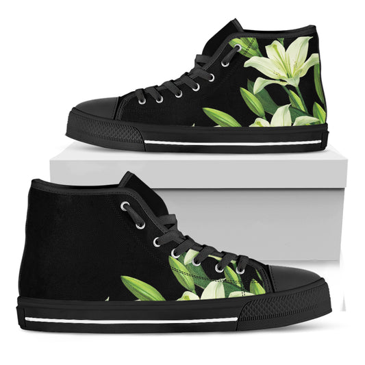 Lily Floral Print Black High Top Shoes