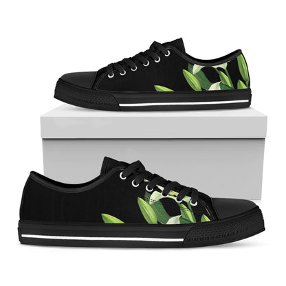Lily Floral Print Black Low Top Shoes 
