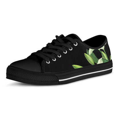 Lily Floral Print Black Low Top Shoes 