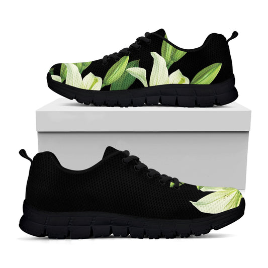 Lily Floral Print Black Sneakers