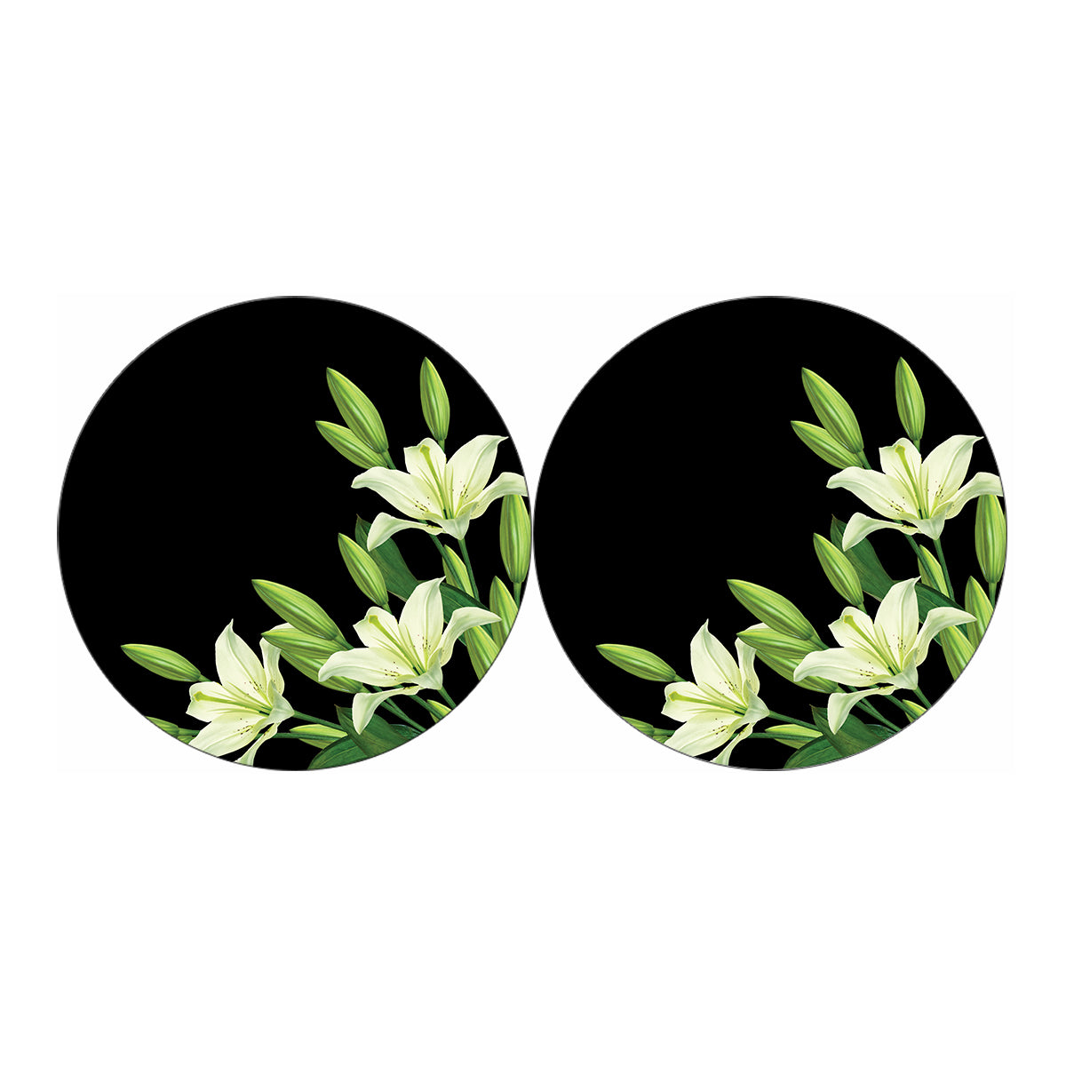 Lily Floral Print Car Coasters
