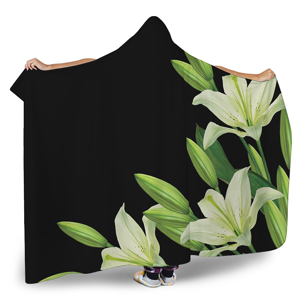 Lily Floral Print Hooded Blanket