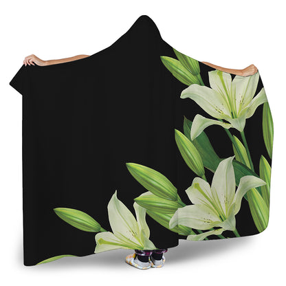 Lily Floral Print Hooded Blanket