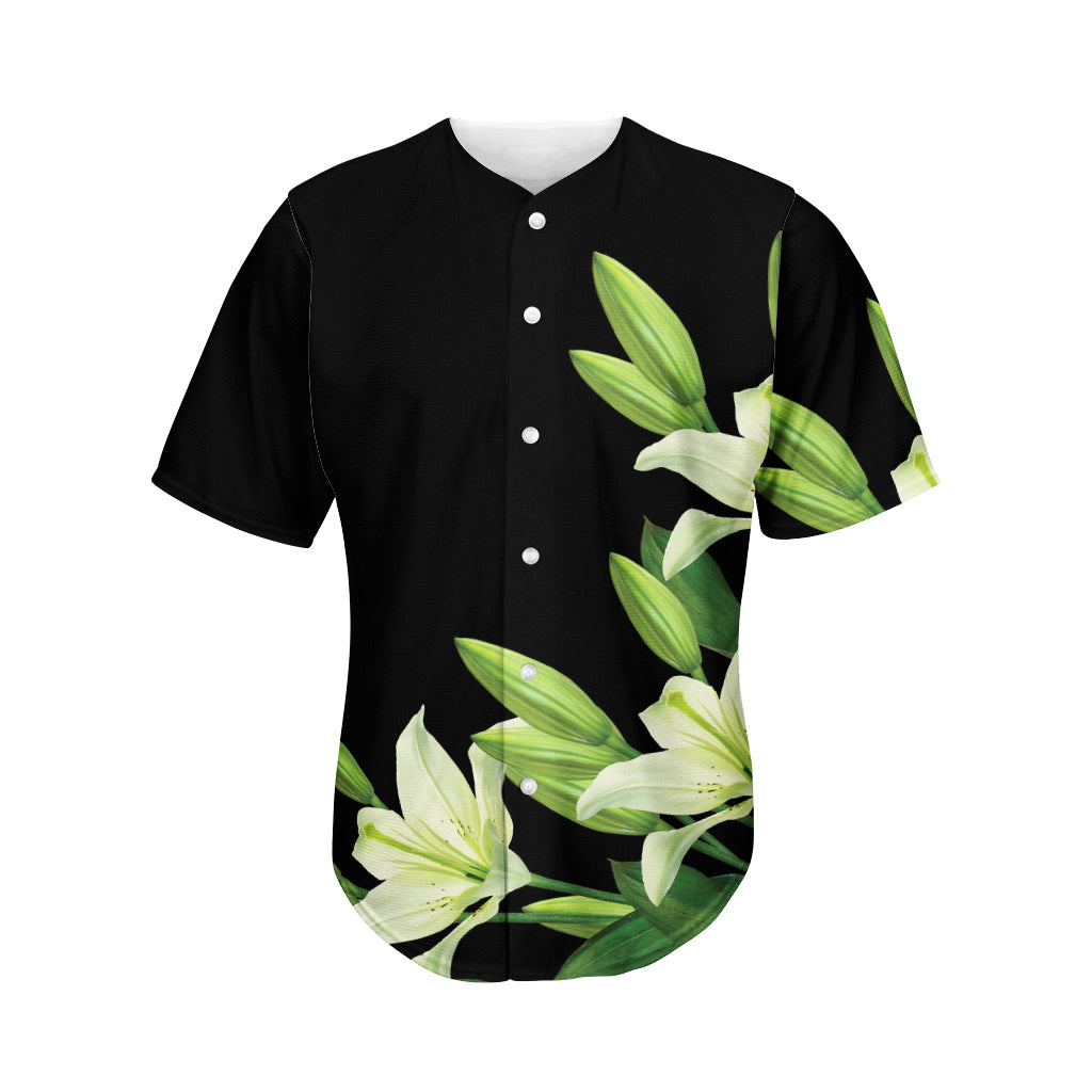 Lily Floral Print Men's Baseball Jersey