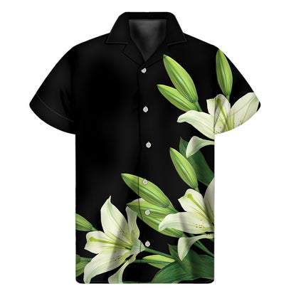Lily Floral Print Men's Short Sleeve Shirt