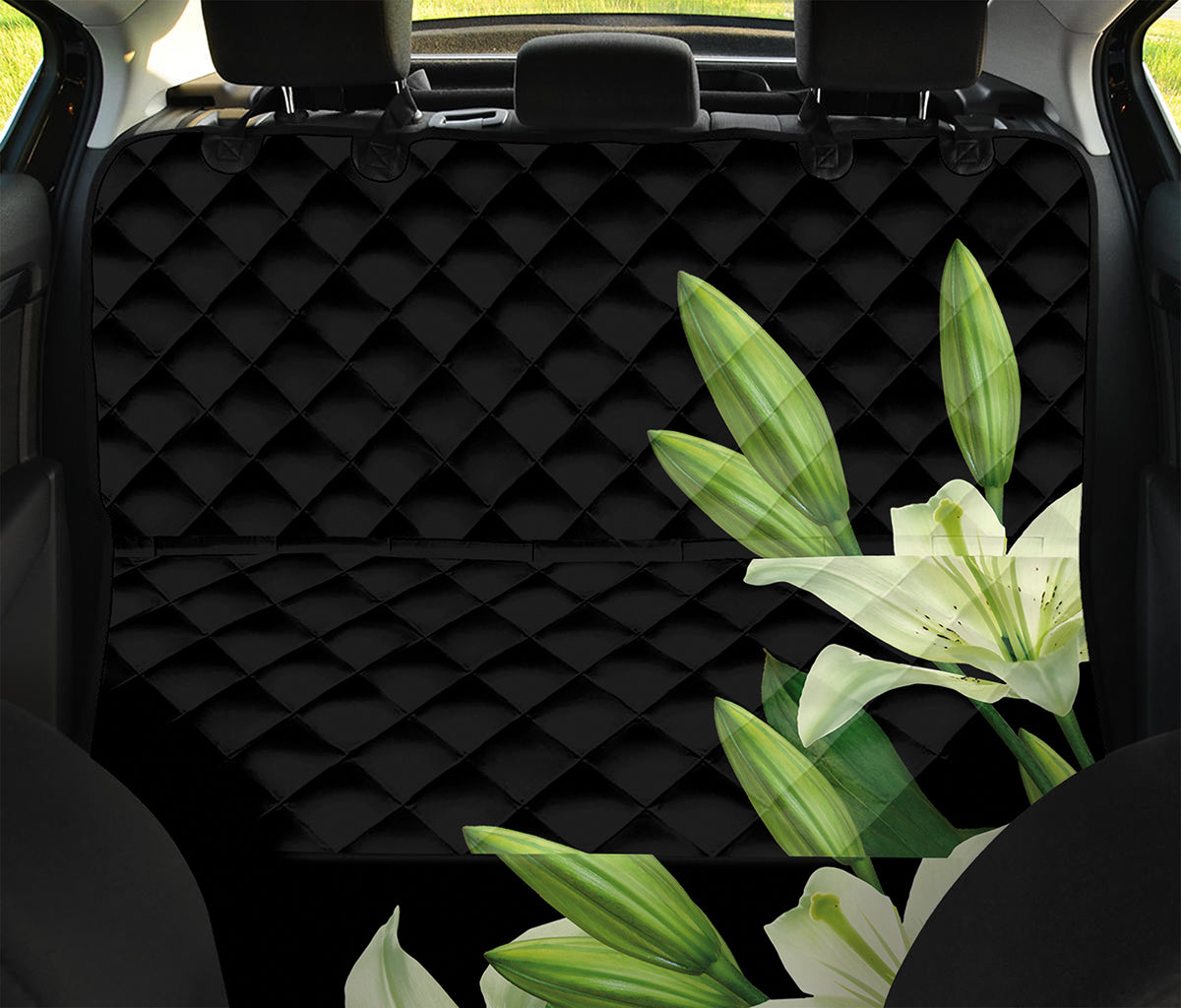 Lily Floral Print Pet Car Back Seat Cover