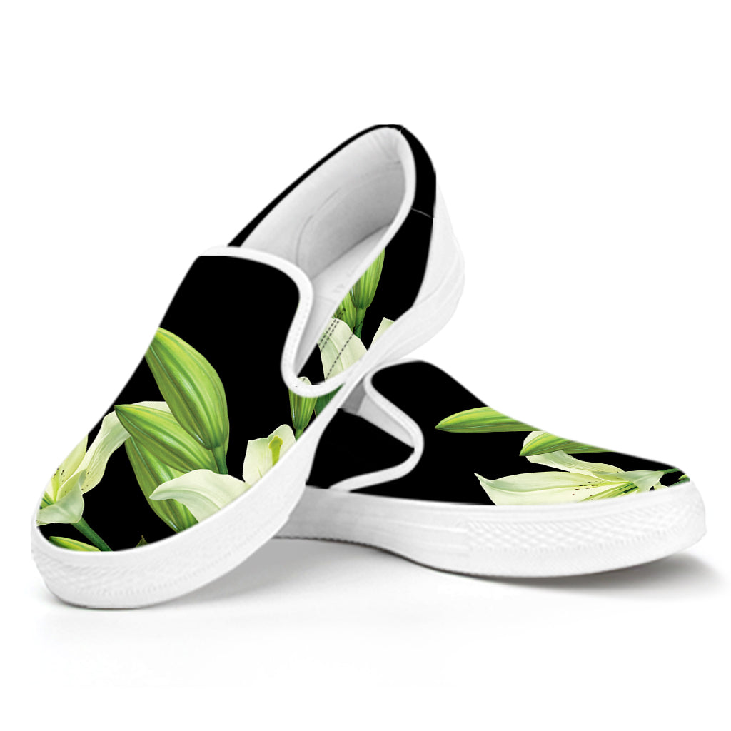 Lily Floral Print White Slip On Shoes