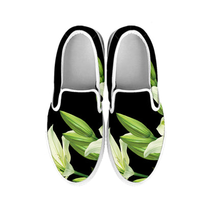 Lily Floral Print White Slip On Shoes